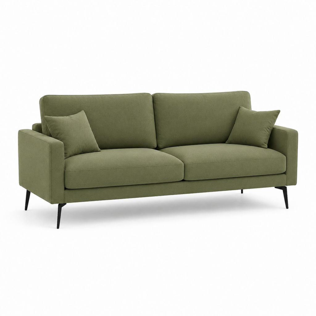 Divano 3 posti verde oliva in poliestere rettangolare 200 x 90 x 85 cm
