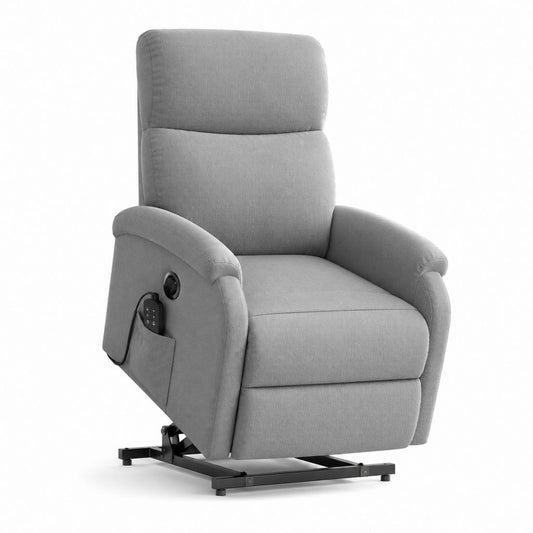 Poltrona relax alzapersona elettrica grigia in poliestere con telecomando 85 x 95 x 105 cm