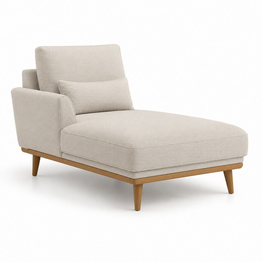 Méridienne imbottita beige in poliestere con struttura in legno massello 160 x 90 x 84 cm