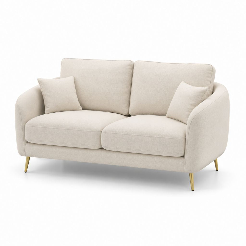 Divano 2 posti lineare crema in poliestere con gambe in acciaio 190 x 90 x 85 cm