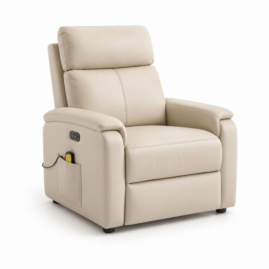 Poltrona reclinabile elettrica beige in pelle PU 90 x 95 x 105 cm