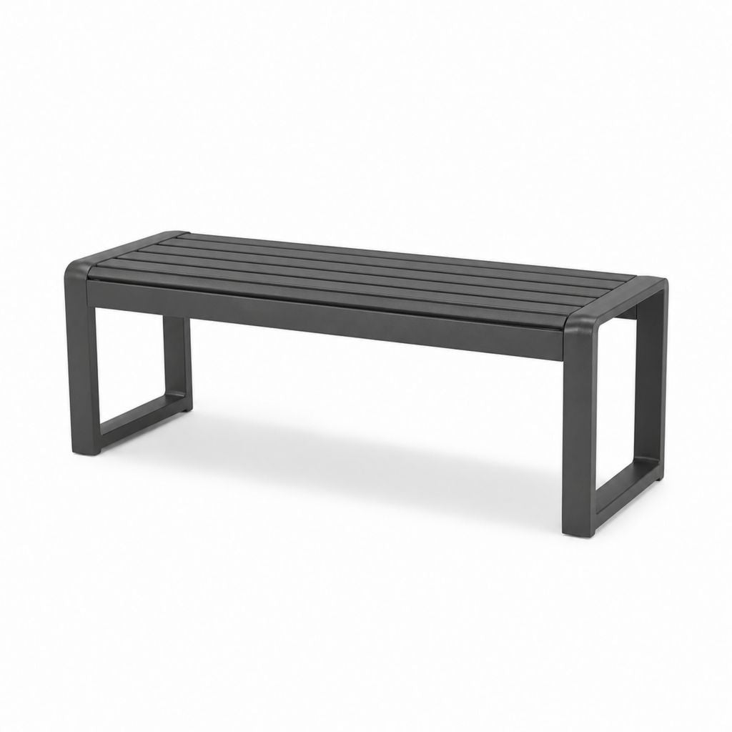 Panca da giardino in alluminio antracite rettangolare 120 x 40 x 45 cm